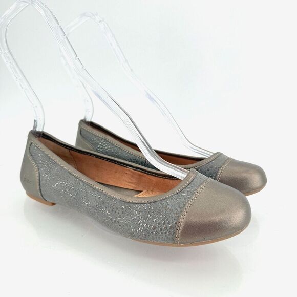 Born BOC Womens Mixed Media Flats Slip On Bronze Gray Vegan Leather Size 7 - Picture 1 of 12